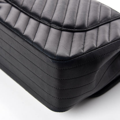 Chanel Lambskin Chevron Quilted Jumbo Double Flap Black 12 of 13
