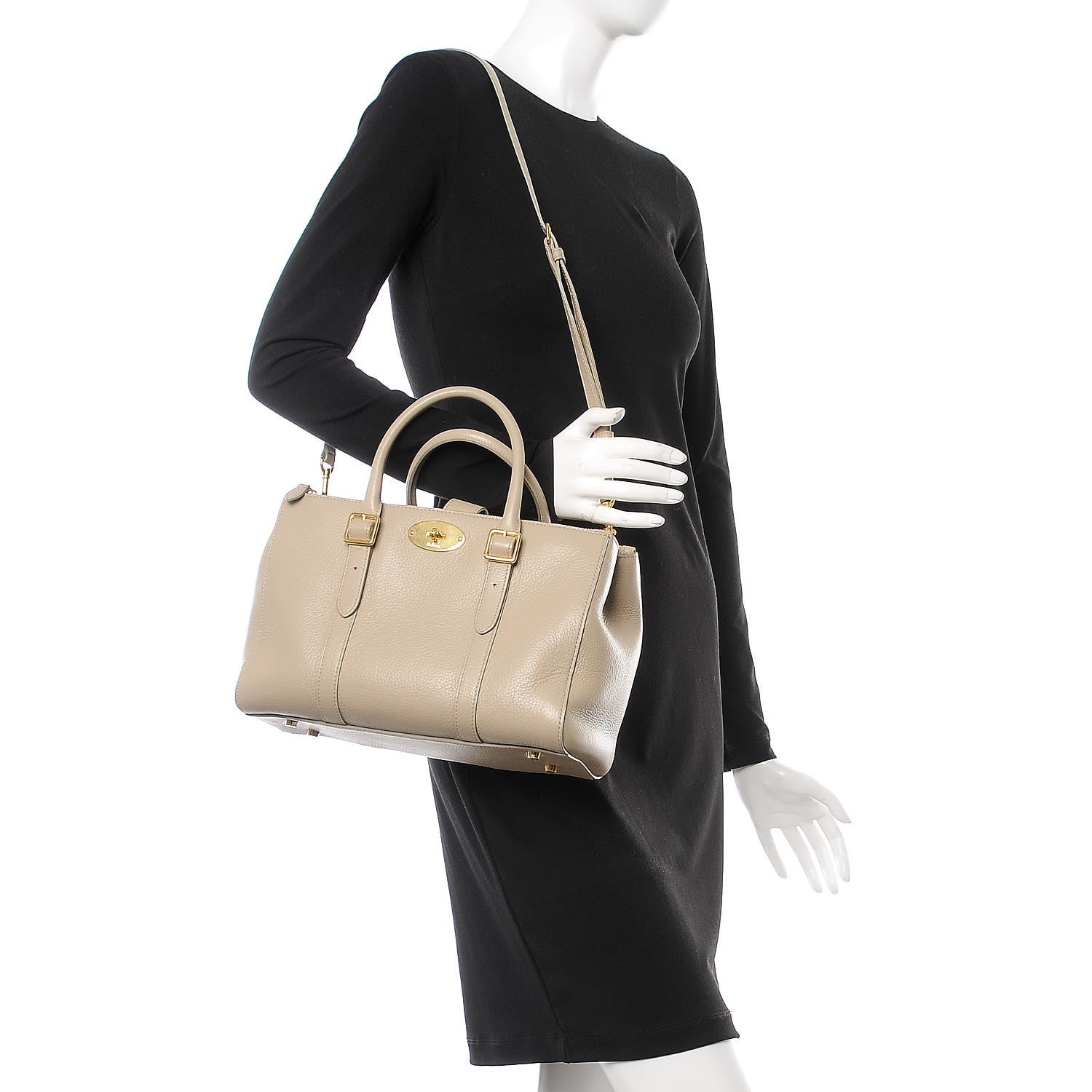 Mulberry Classic Grain Calfskin Small Bayswater Double Zip Tote Dune 2 of 8