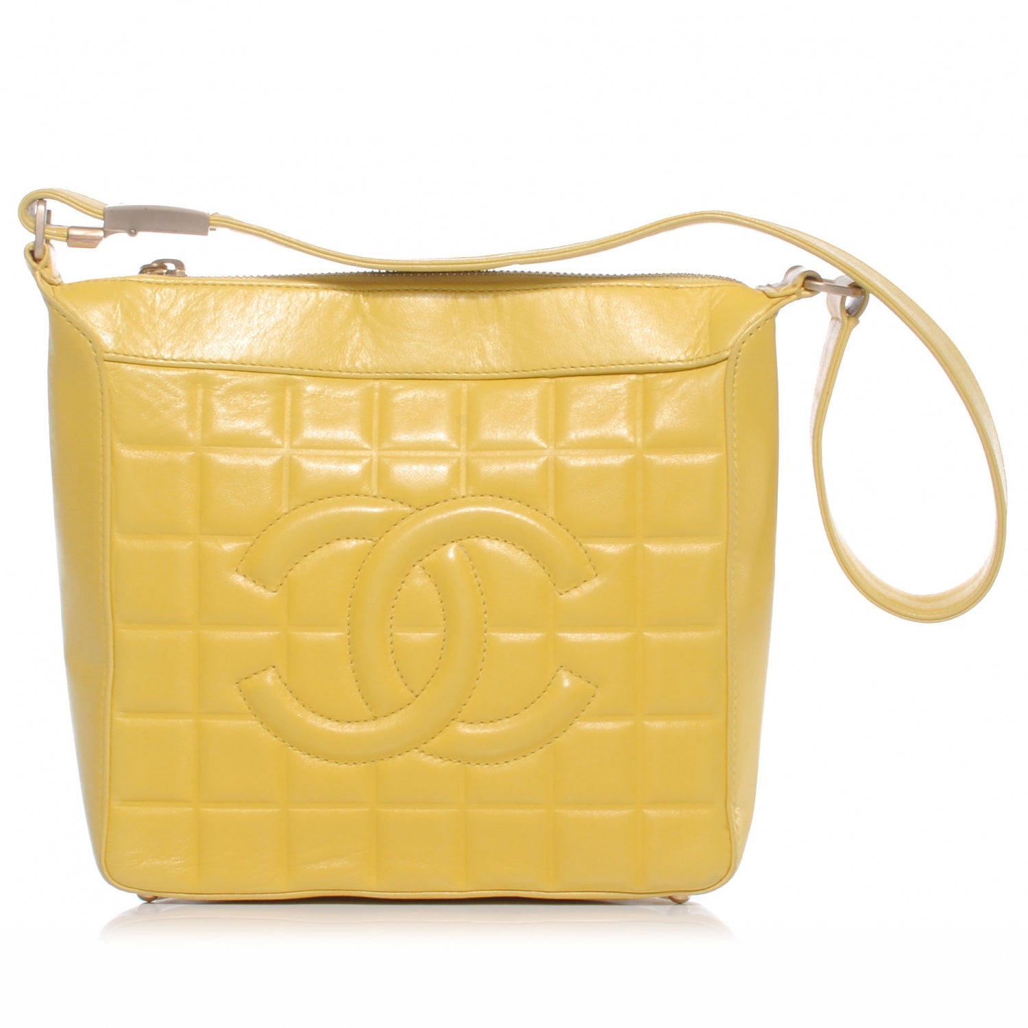 Chanel Lambskin Chocolate Bar Quilted Small Shoulder Bag Chartreuse 1 of 7