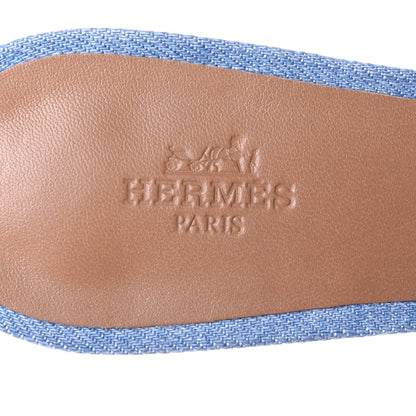 Hermes Denim Oasis Sandals 38 Bleu Clair 9 of 10