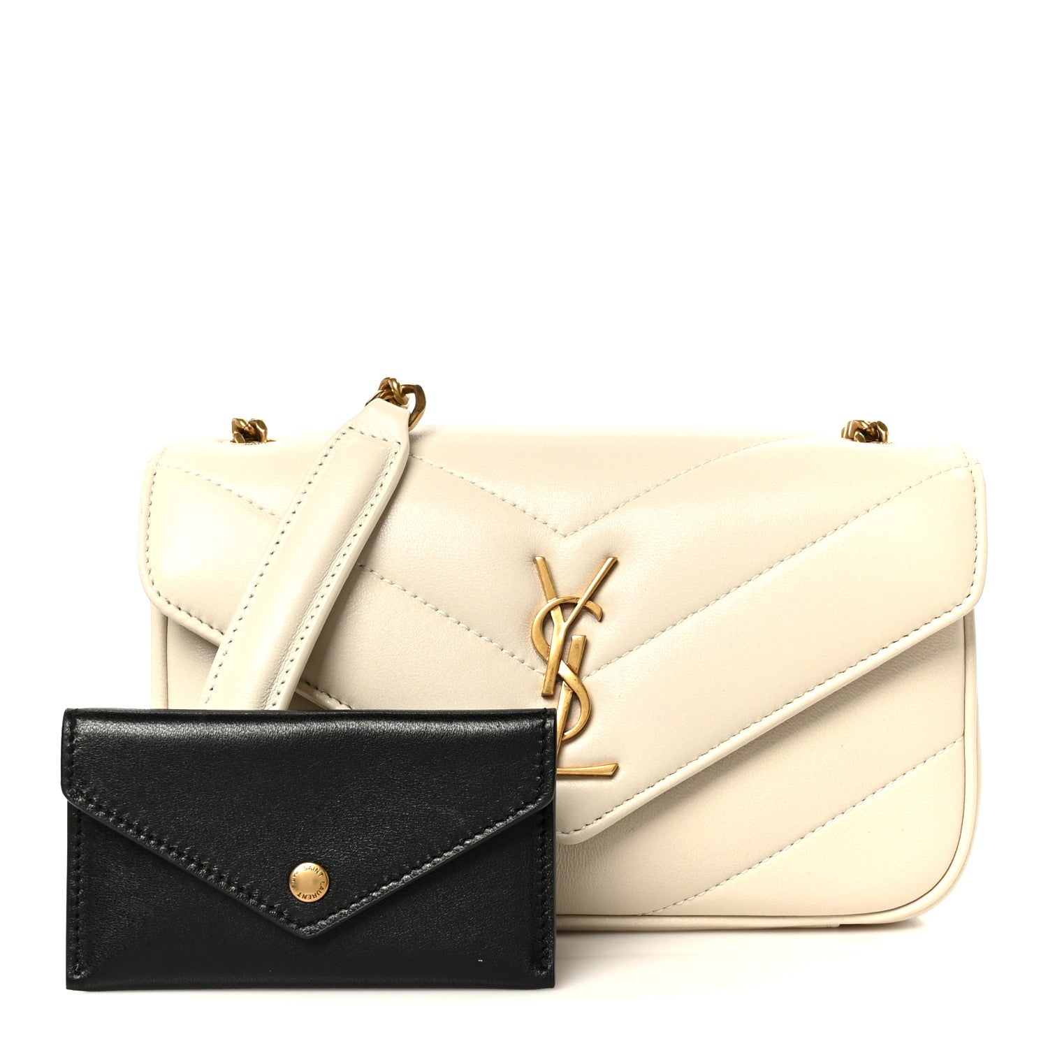 Saint Laurent Lambskin Chevron Quilted Mini LouLou Crema Soft 3 of 14