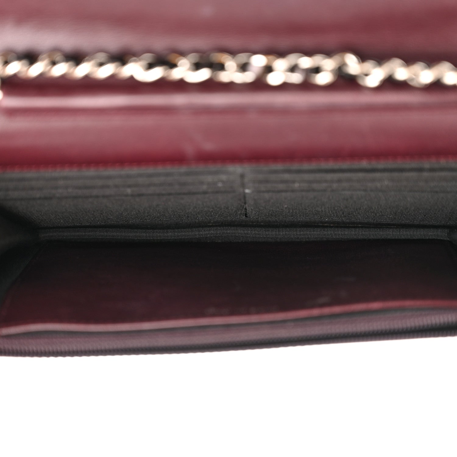 Chanel Patent Coco Cabas Wallet On Chain WOC Burgundy 5 of 24