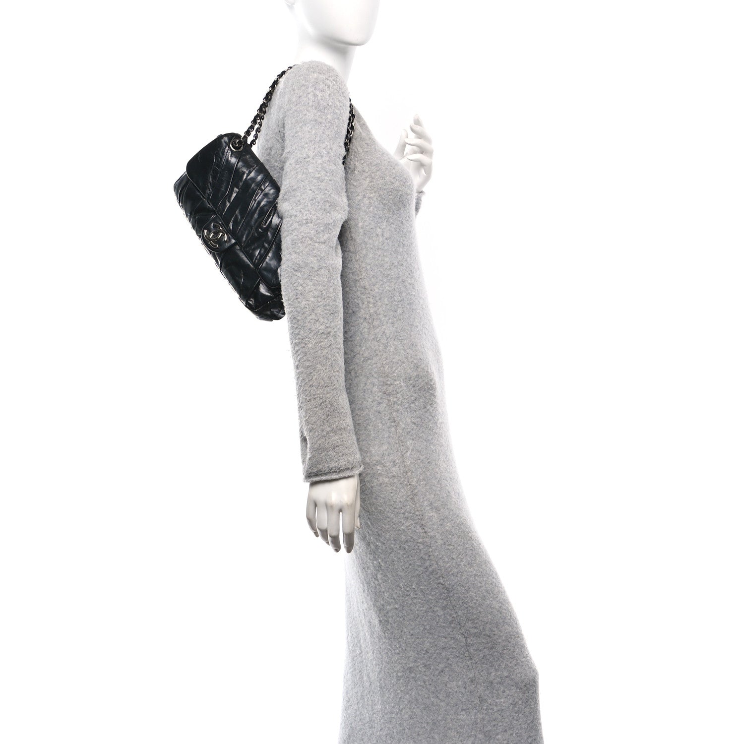 Chanel Glazed Calfskin Twisted Medium Flap Black 2 of 10