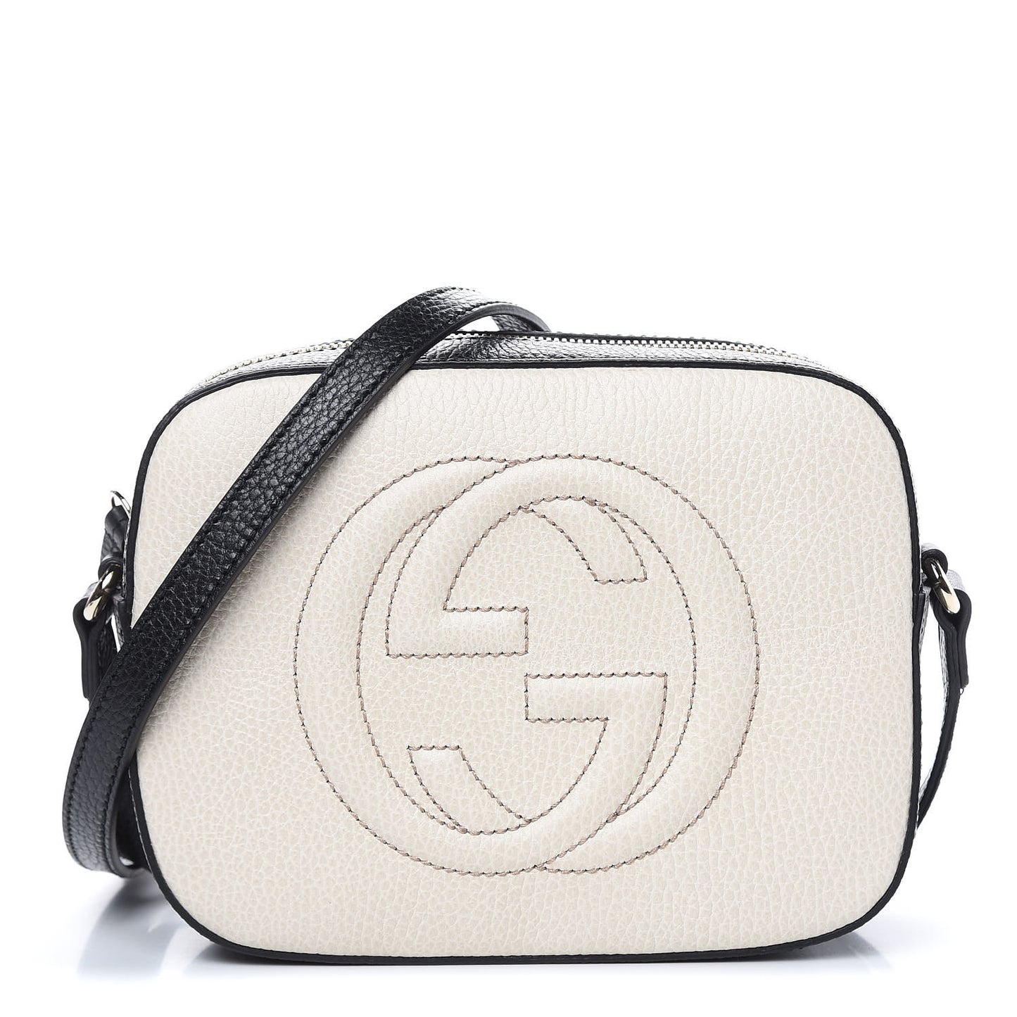 Dollar Calfskin Bi-Color Small Soho Disco Bag Mystic White Black
