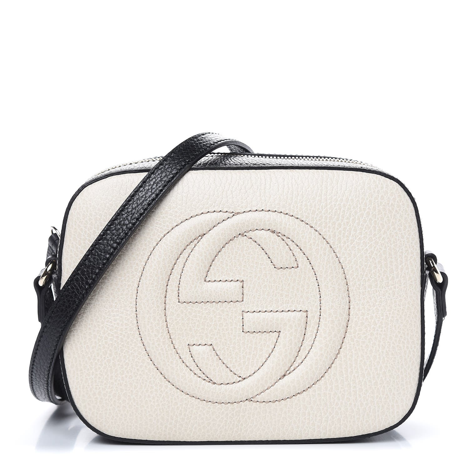 Gucci Dollar Calfskin Bi-Color Small Soho Disco Bag Mystic White Black 1 of 10