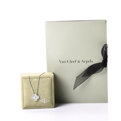 Van Cleef & Arpels 18K White Gold Diamond Vintage Alhambra Pendant Necklace 6 of 6