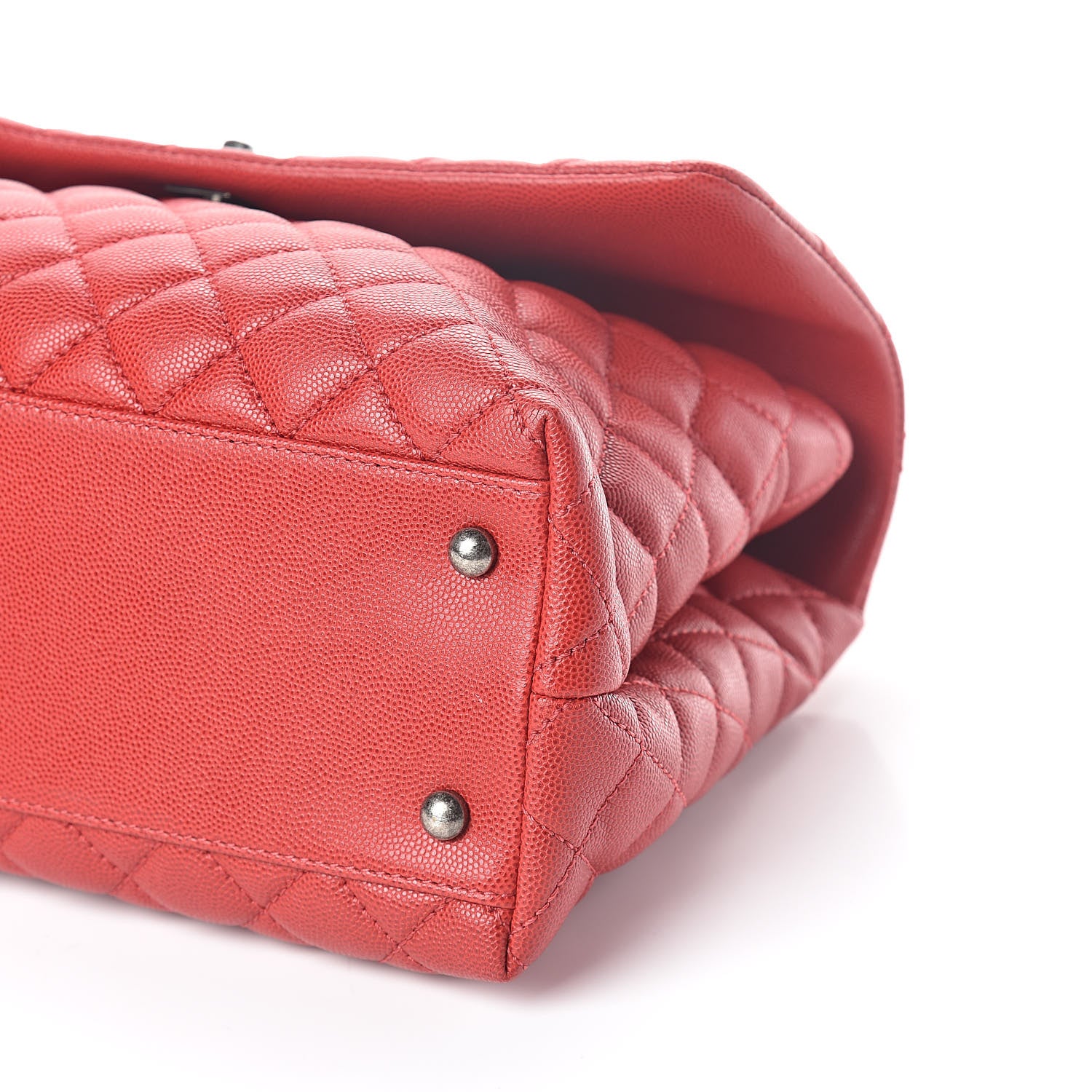 Chanel Caviar Quilted Medium Coco Handle Flap Red 10 of 11