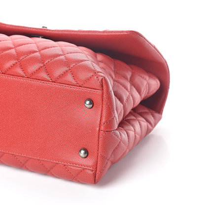 Chanel Caviar Quilted Medium Coco Handle Flap Red 10 of 11