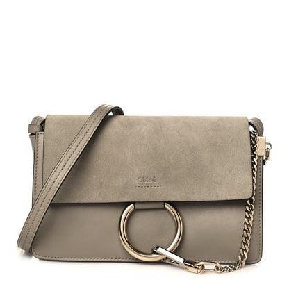 Chloe Suede Calfskin Small Faye Shoulder Bag Motty Grey 1 of 11