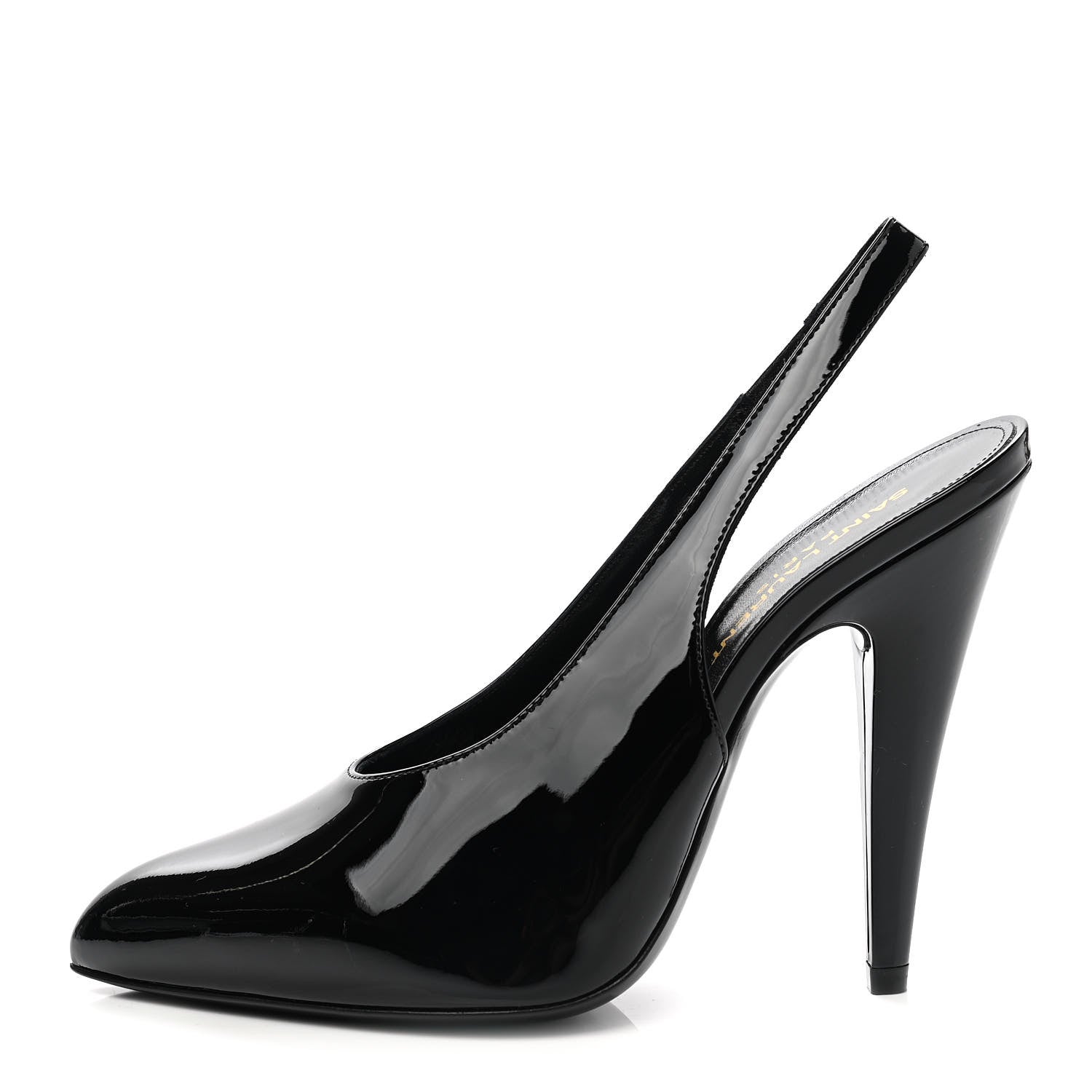 Saint Laurent Patent Venus 110 Slingback Pointed Pumps 38 Black 1 of 8