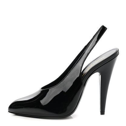 Saint Laurent Patent Venus 110 Slingback Pointed Pumps 38 Black 1 of 8