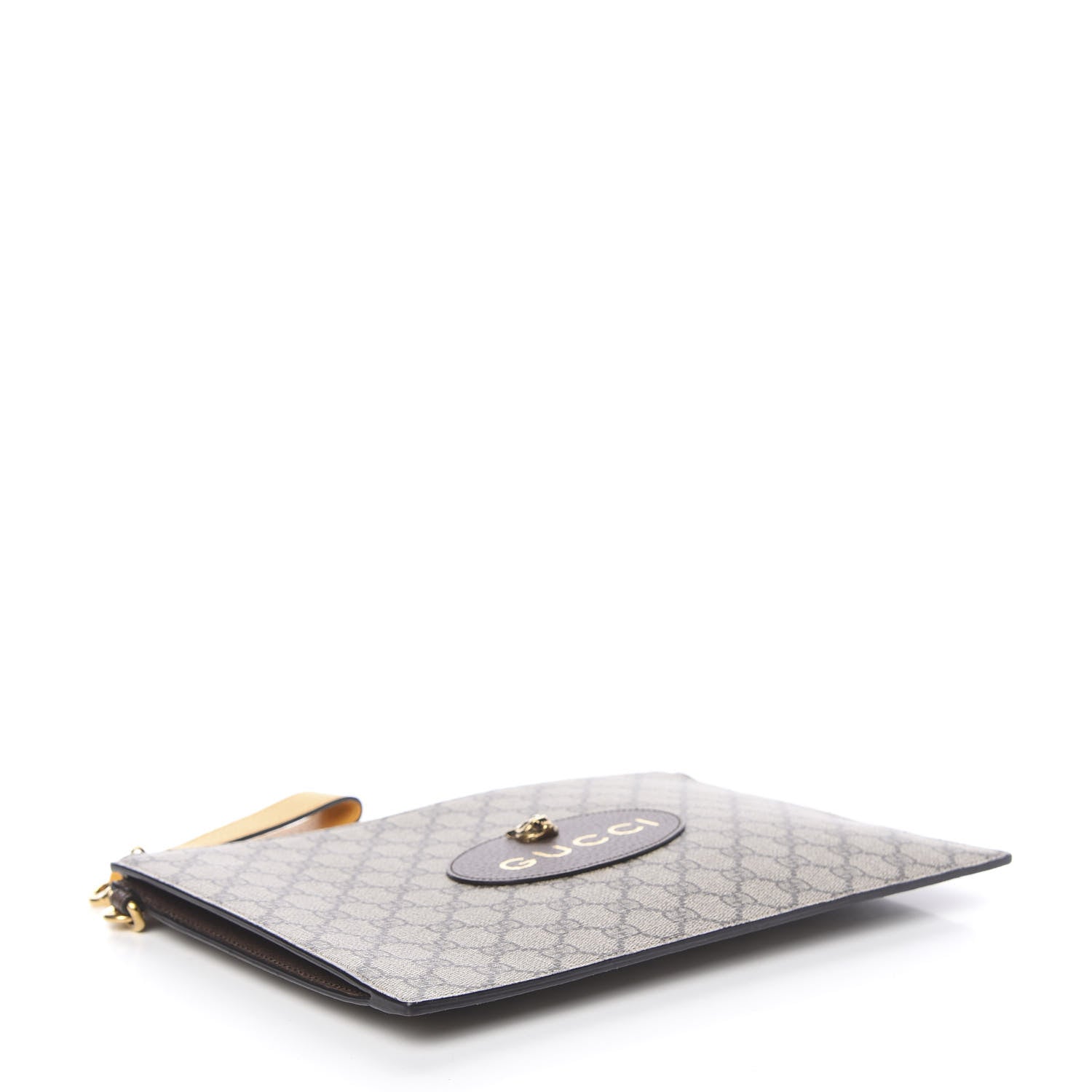 Gucci GG Supreme Monogram Neo Vintage Zip Wristlet Pouch Beige New Acero Crop 4 of 8