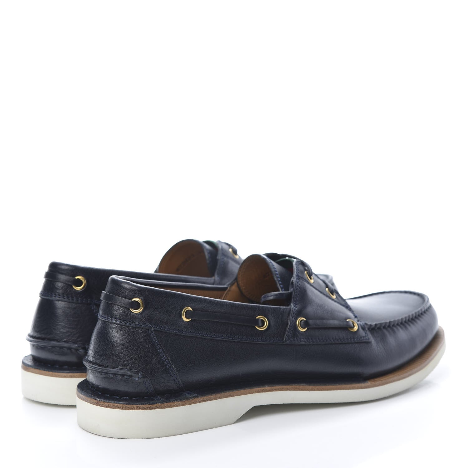 Gucci Calfskin Mens Delta Boat Loafer 10 Blue Ivory 4 of 10