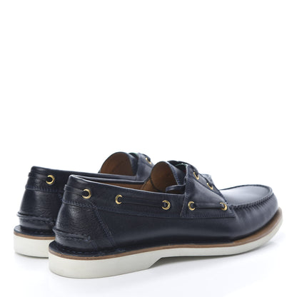 Gucci Calfskin Mens Delta Boat Loafer 10 Blue Ivory 4 of 10