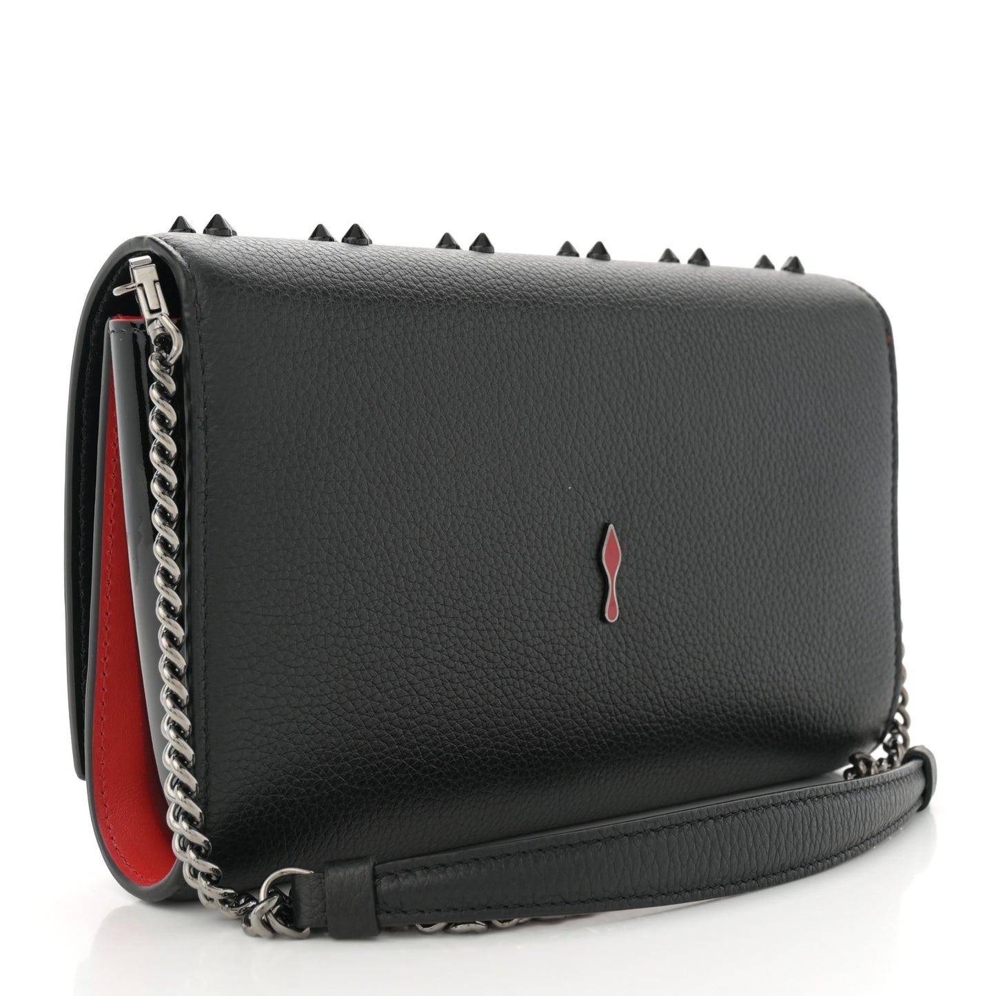 Calfskin Spikes Loubinthesky Paloma Clutch  Black