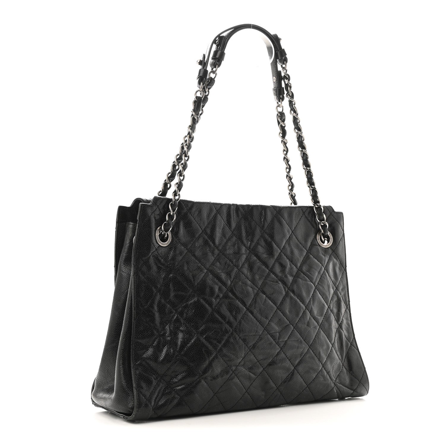 Chanel Crumpled Grained Calfskin CC Crave Tote Black 3 of 11