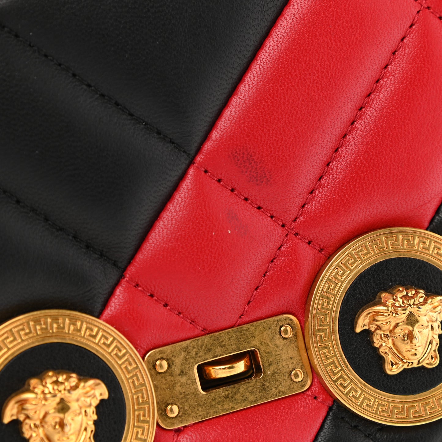Nappa Quilted Icon Stripe Crossbody Bag Black Red White