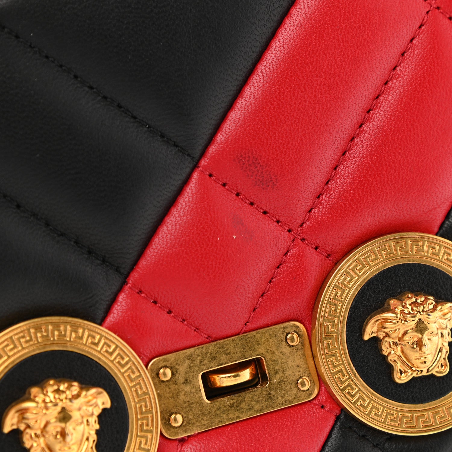Versace Nappa Quilted Icon Stripe Crossbody Bag Black Red White 11 of 11