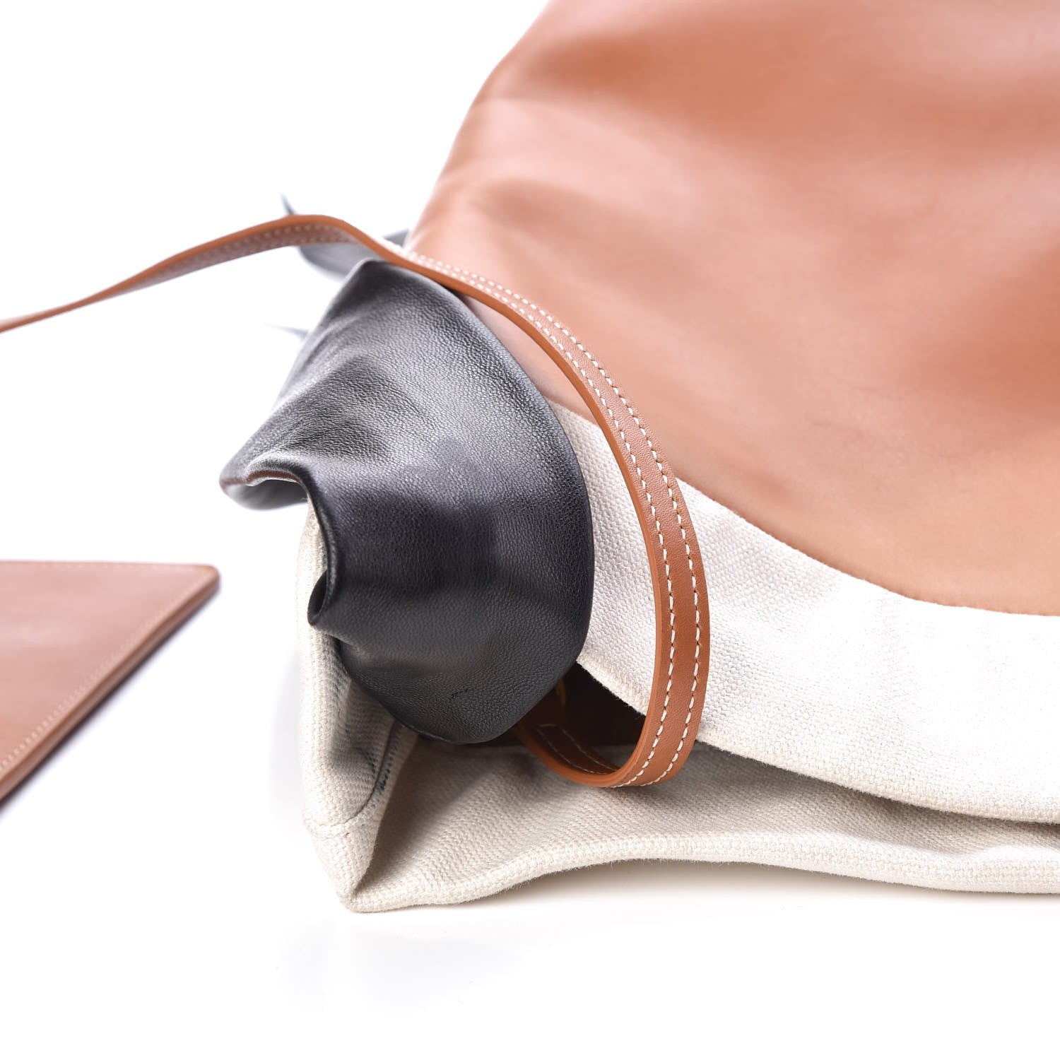 Celine Lambskin Calfskin Band Twisted Cabas Tan 10 of 18