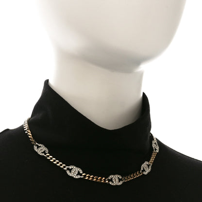 Chanel Crystal Chain CC Link Choker Gold Silver 2 of 5