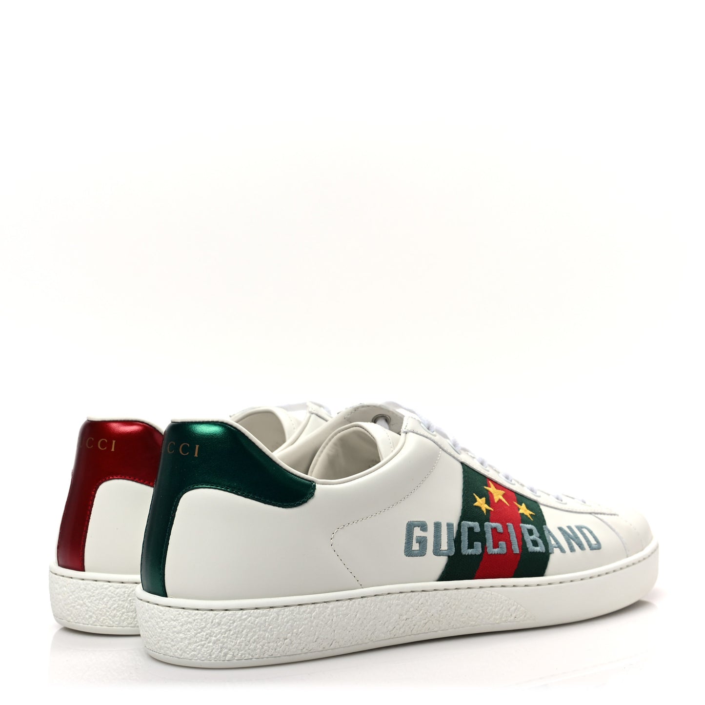 Calfskin Web Mens Gucci Band Ace Sneakers 8.5 White