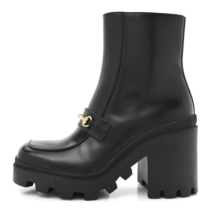 Gucci Magnum Calfskin Horsebit Lug Sole Booties 37 Black 1 of 10