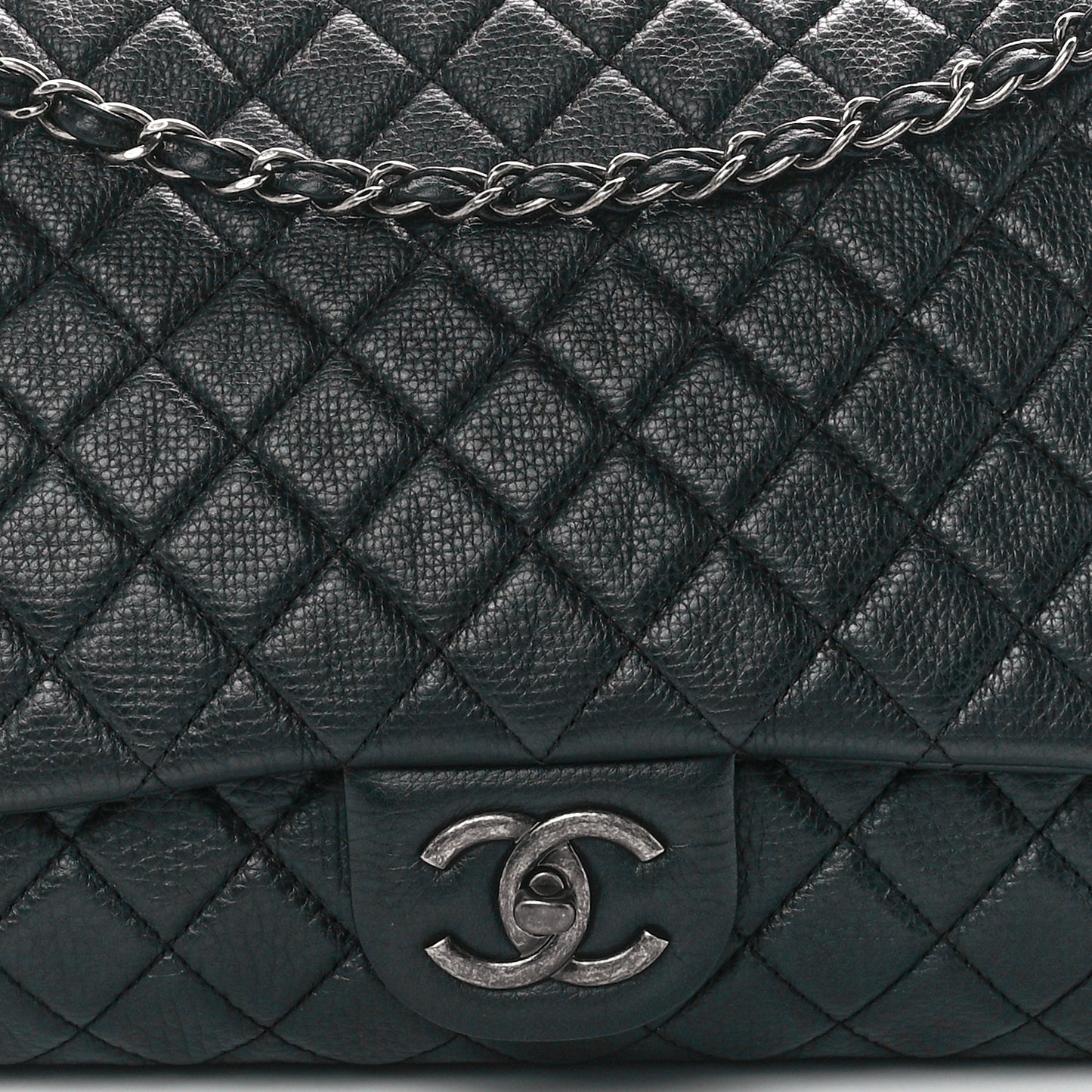 Calfskin Quilted XXL Travel Flap Bag Black