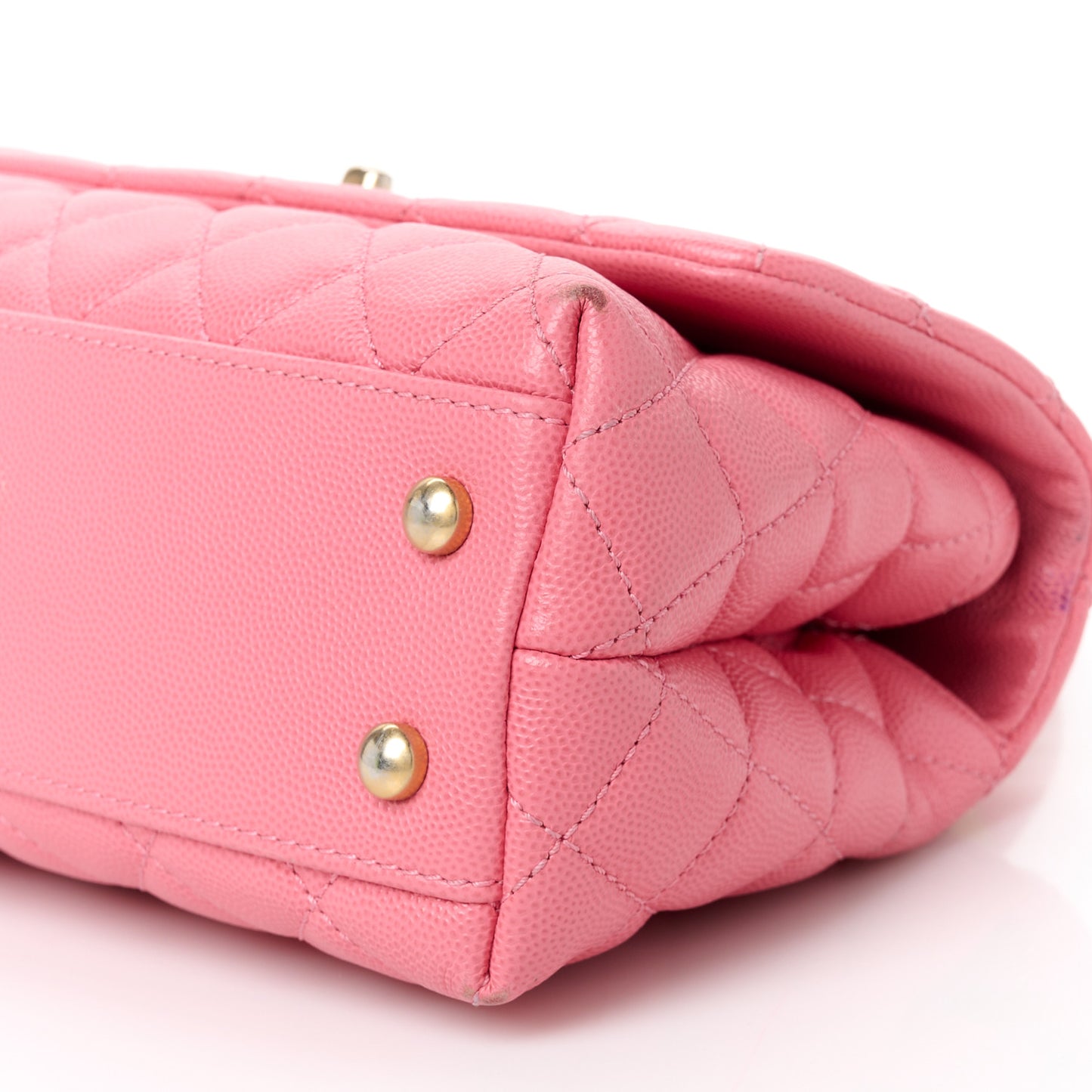Caviar Lizard Embossed Quilted Mini Coco Handle Flap Pink
