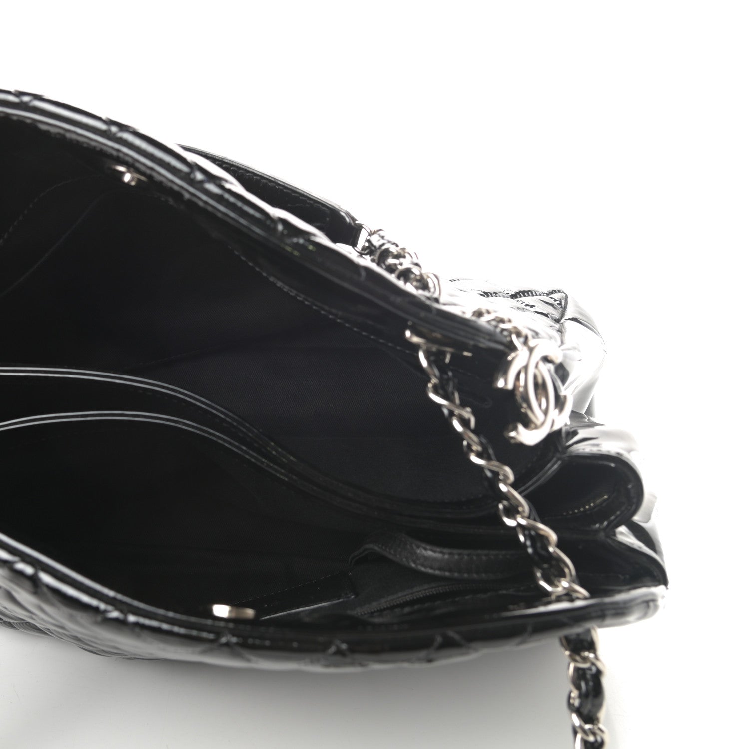 Chanel Patent Quilted Large Just Mademoiselle Bowling Bag Black 5 of 15