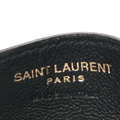 Saint Laurent Grain De Poudre Matelasse Chevron Monogram Credit Card Case Black 6 of 11
