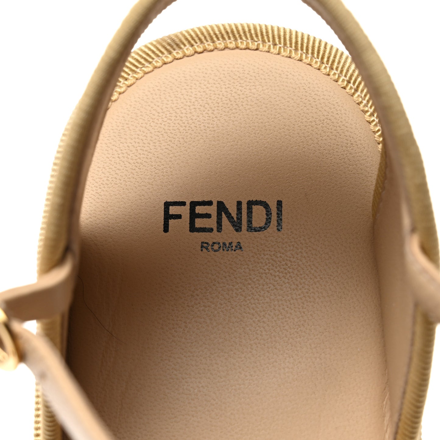 Raffia FF Embroidered Espadrille Platform Sandals 37 Natural