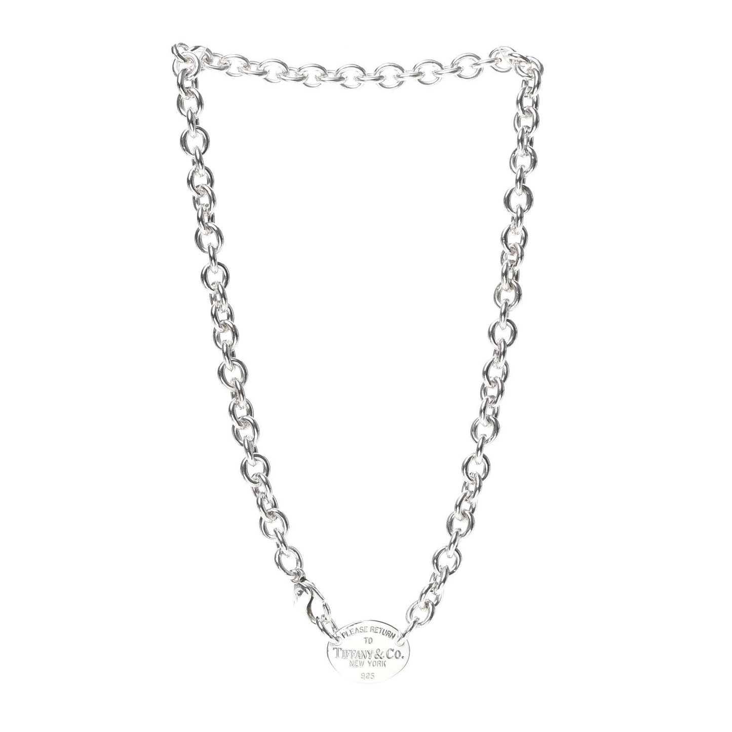 Sterling Silver Return to Oval Tag Choker Necklace