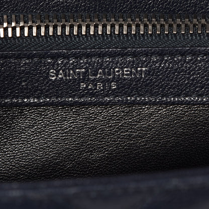 Saint Laurent Sheepskin Matelasse Chevron Monogram Medium College Bag Deep Marine 6 of 7