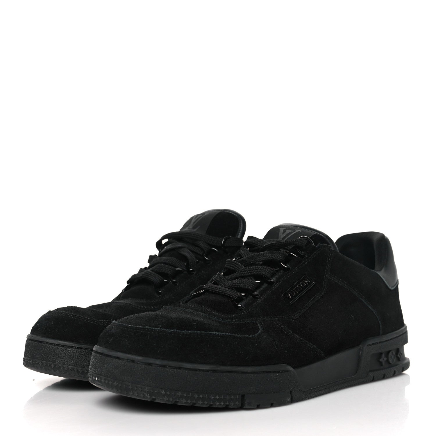 Louis Vuitton Suede Mens LV Trainer Sneakers 7.5 Black 3 of 7