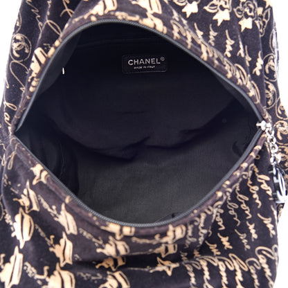 Chanel Velvet Camellia Flower Print Tote Black 4 of 9