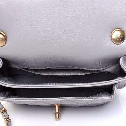 Chanel Calfskin Quilted Top Handle Flap Light Grey 3 of 4