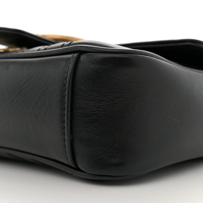 Gucci Calfskin Matelasse Mini GG Marmont Shoulder Bag Black 10 of 11
