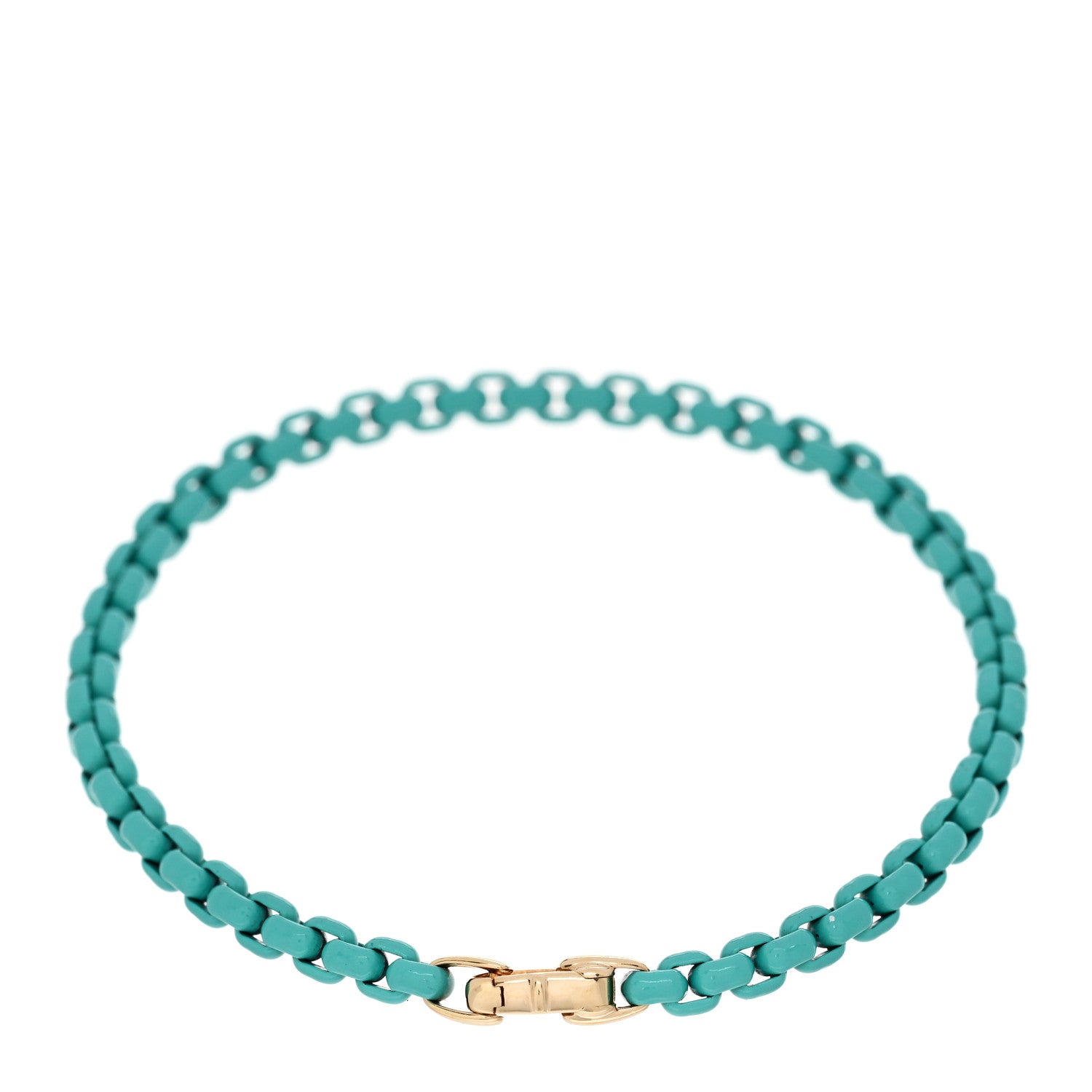 David Yurman Stainless Steel 14K Yellow Gold Acrylic Bel Aire 4mm Chain Bracelet Turquoise 2 of 3