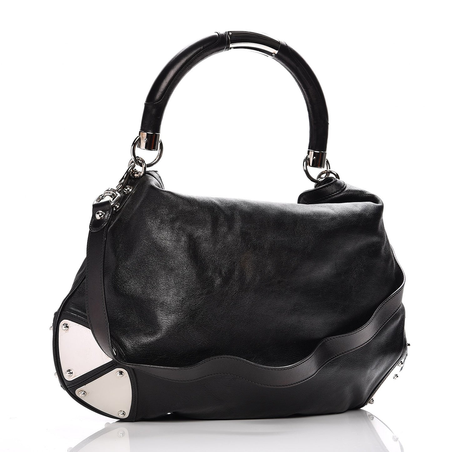 Calfskin Large Indy Top Handle Hobo Black