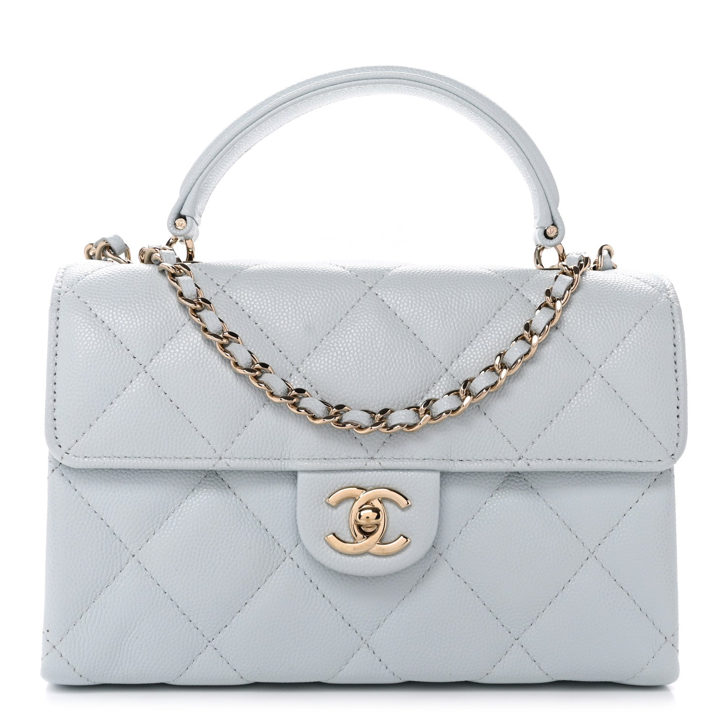 Chanel Caviar Quilted Mini Retro Twist Top Handle Flap Light Blue 1 of 12