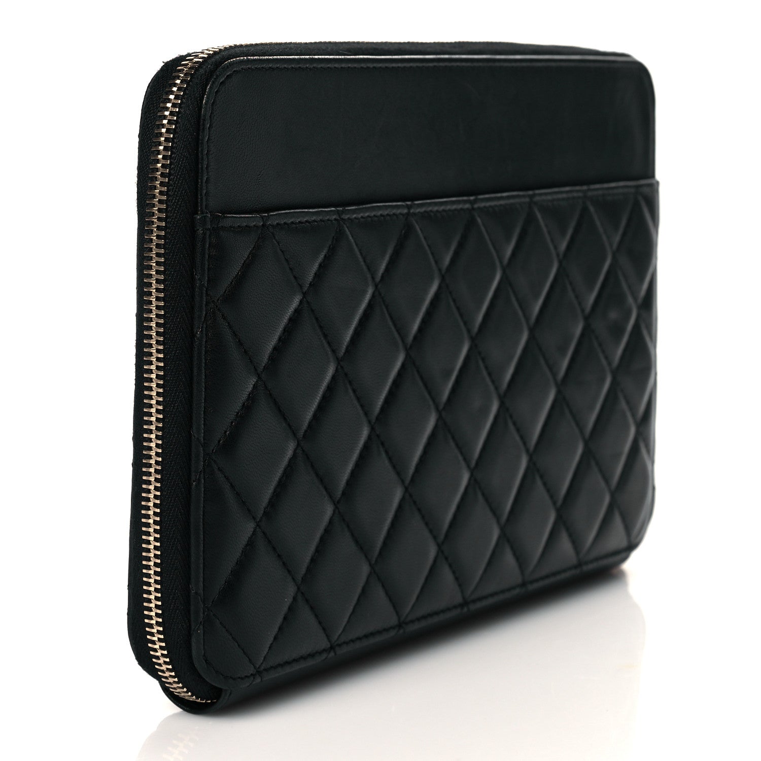 Chanel Lambskin Quilted Large Zip Around Organizer Wallet Black 3 of 11