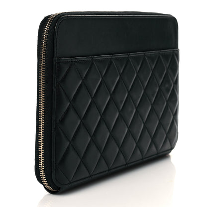 Chanel Lambskin Quilted Large Zip Around Organizer Wallet Black 3 of 11