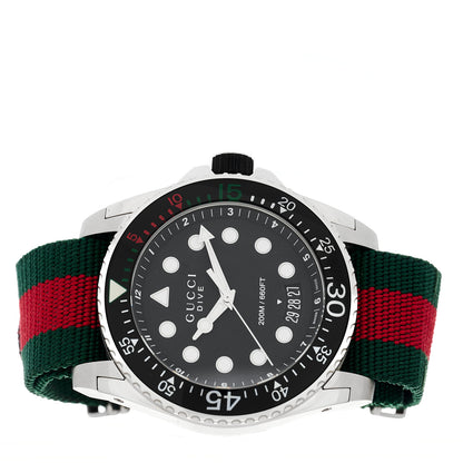 Gucci Stainless Steel Nylon 45mm Dive Quartz Watch Black 2 of 4