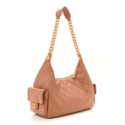 Chanel Shiny Lambskin Quilted Trendy Pockets Hobo Brown 3 of 10