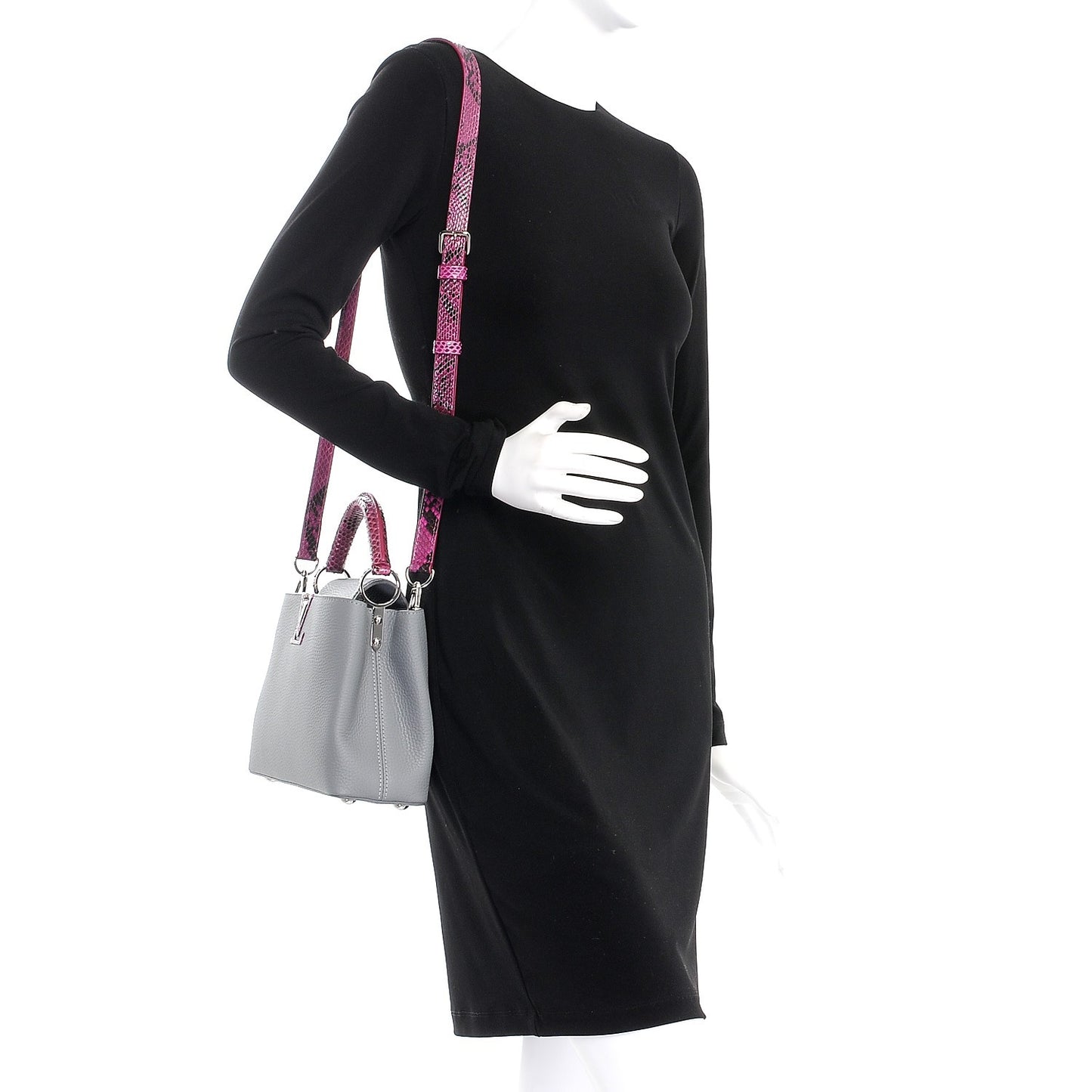 Taurillon Python Capucines BB Gris Fuchsia