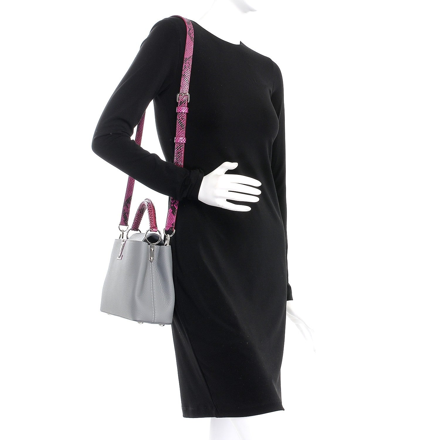 Louis Vuitton Taurillon Python Capucines BB Gris Fuchsia 2 of 8