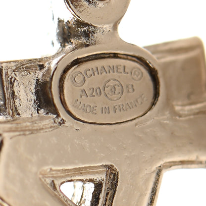 Chanel Crystal Pearl Signature Stud Earrings Gold 4 of 4