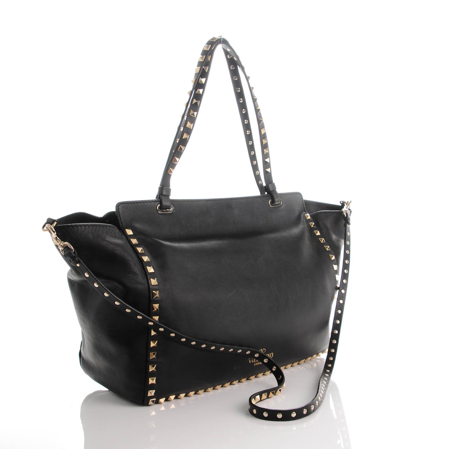 Valentino Garavani Vitello Medium Rockstud Tote Black 3 of 7