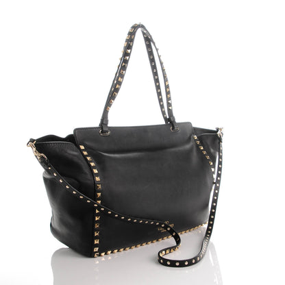 Valentino Garavani Vitello Medium Rockstud Tote Black 3 of 7