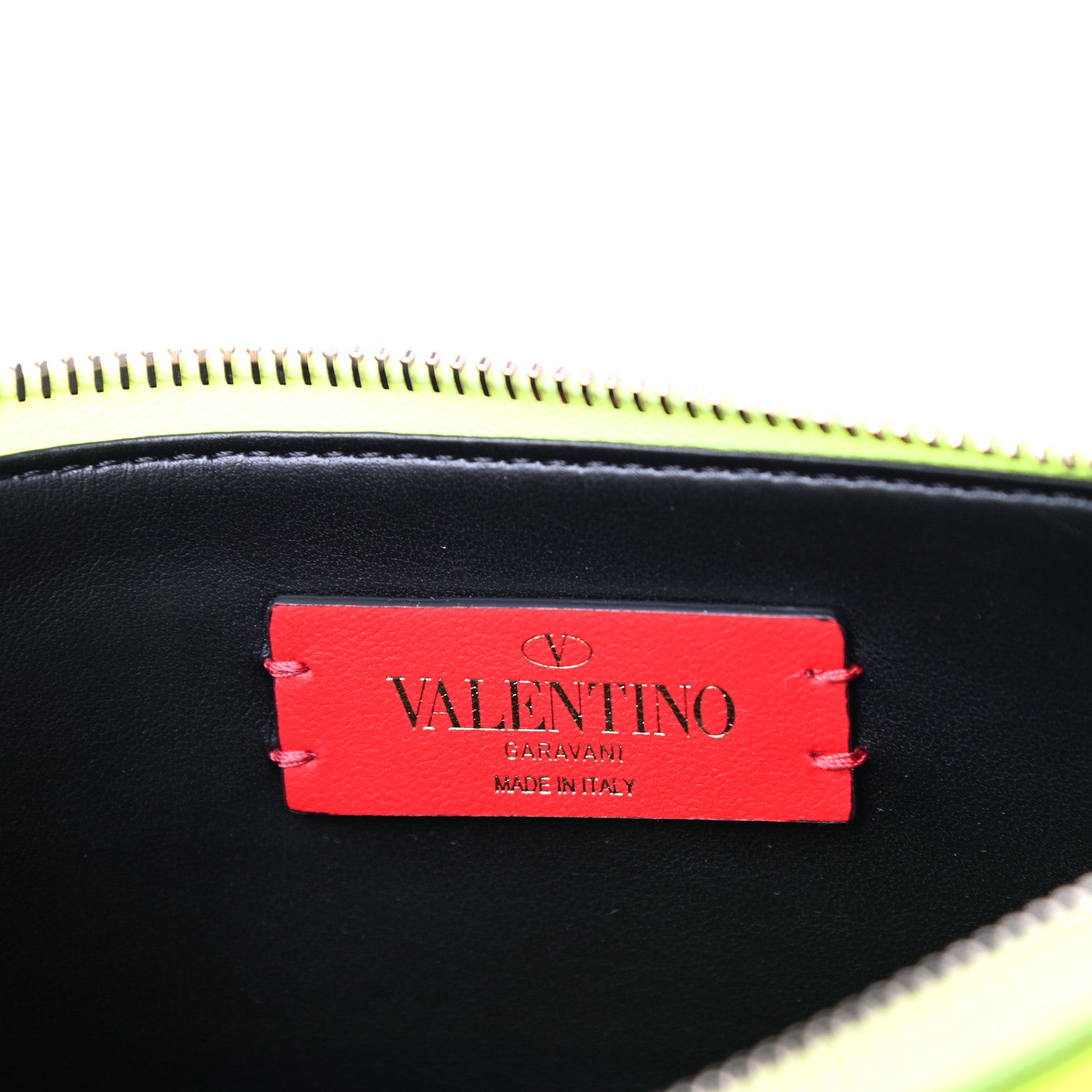 Valentino Garavani Calfskin Large VLogo Flat Zip Pouch Lime White 6 of 7